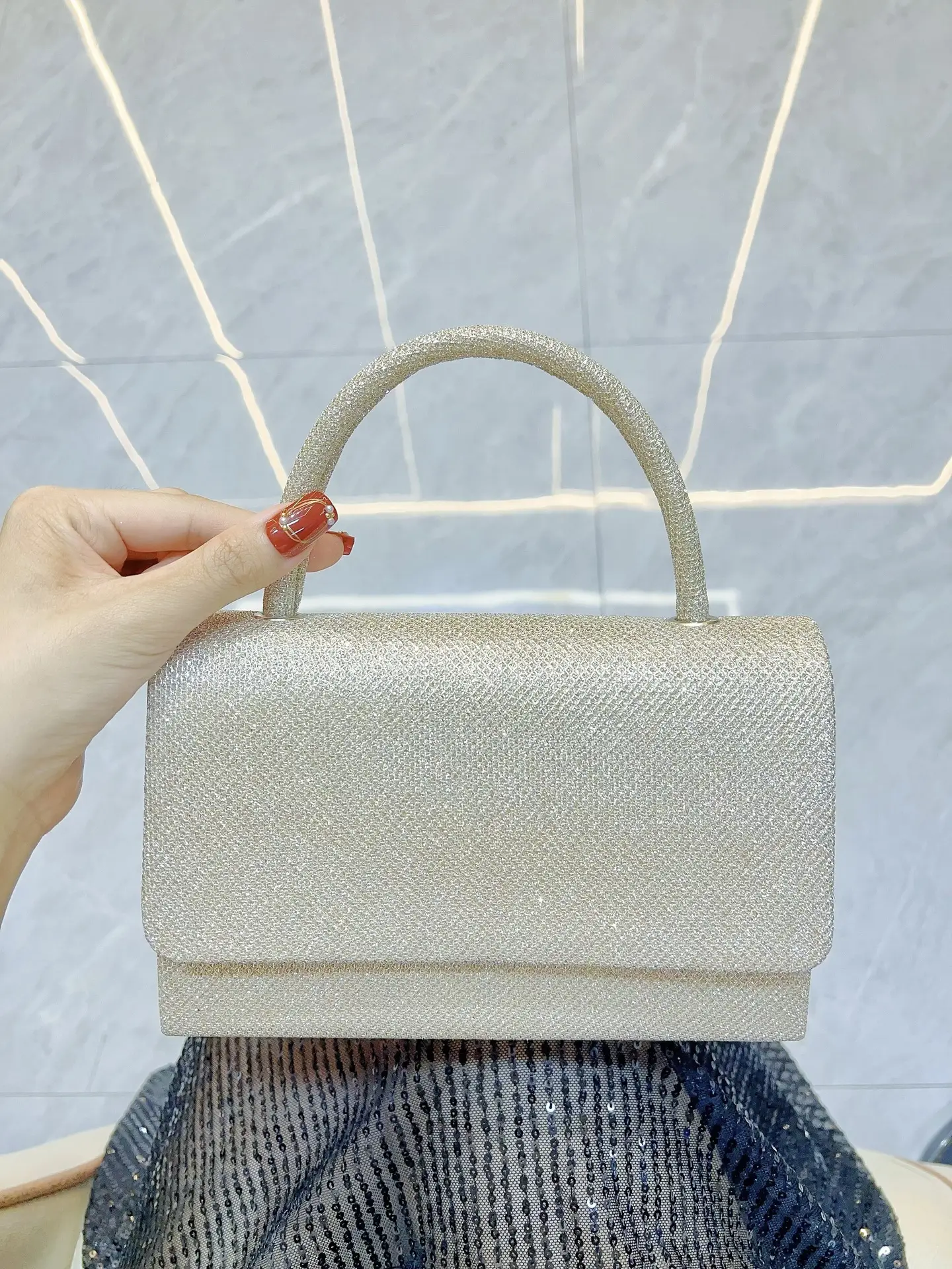 Small Square Sparkly Handbag for Women — feature 8