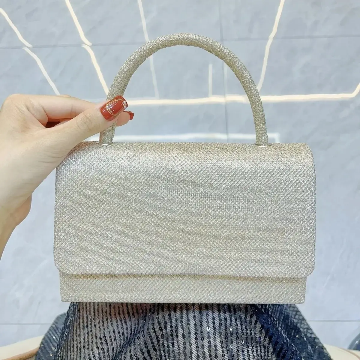 Small Square Sparkly Handbag for Women - Image 3