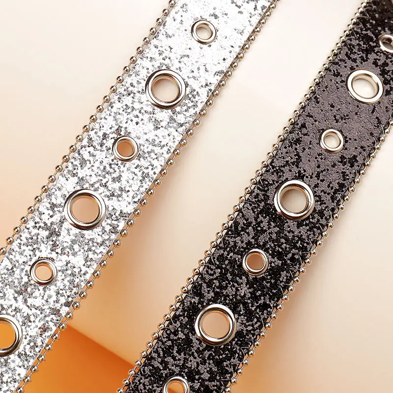Pink Rhinestone Belt for Women European American Punk Style
