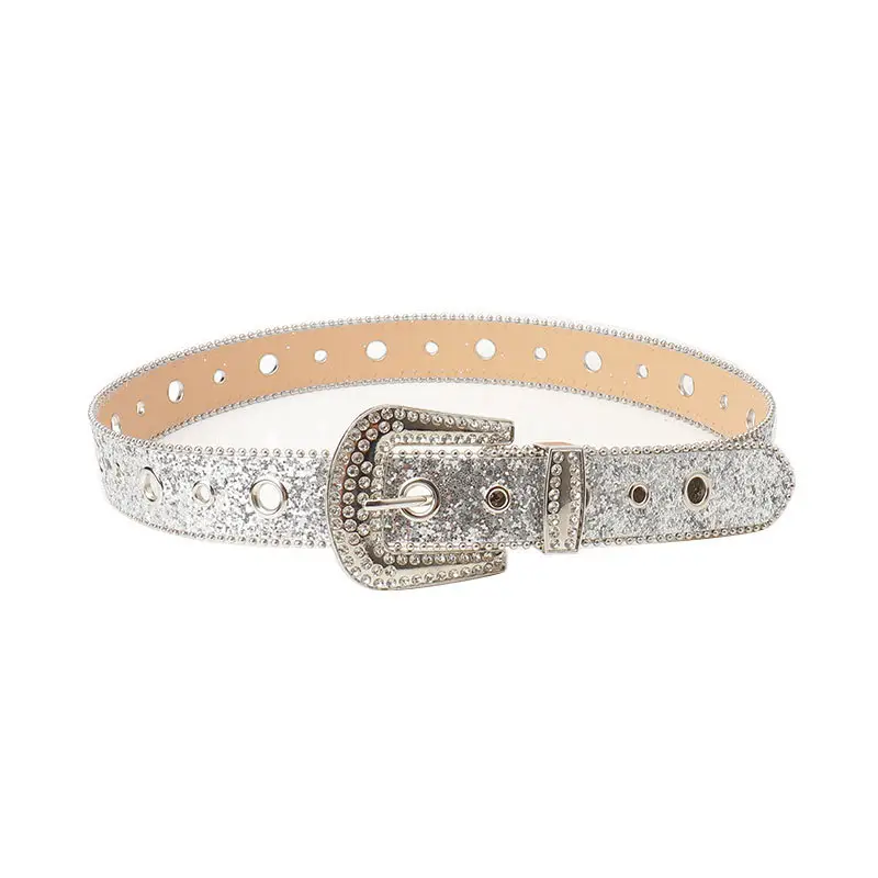 Pink Rhinestone Belt for Women European American Punk Style