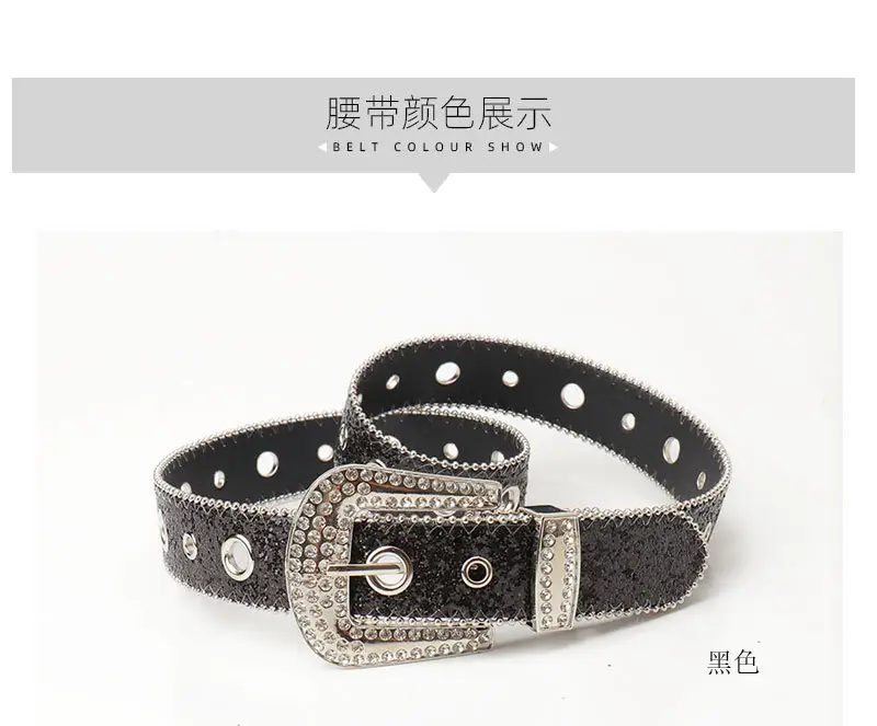 Pink Rhinestone Belt for Women European American Punk Style — feature 10