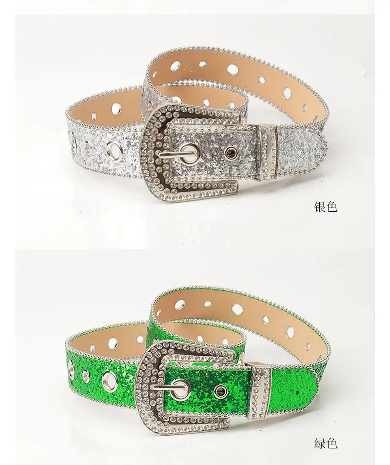 Pink Rhinestone Belt for Women European American Punk Style — feature 11