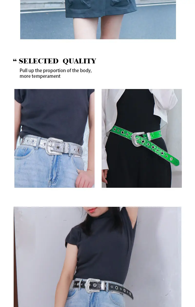 Pink Rhinestone Belt for Women European American Punk Style — feature 15