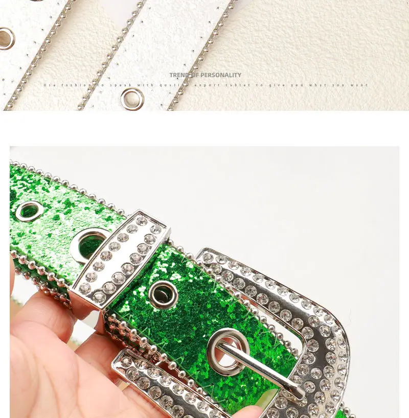 Pink Rhinestone Belt for Women European American Punk Style — feature 18