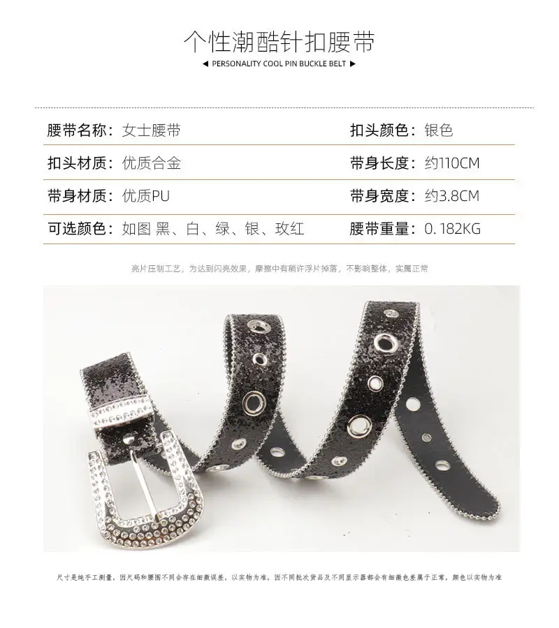 Pink Rhinestone Belt for Women European American Punk Style — feature 5