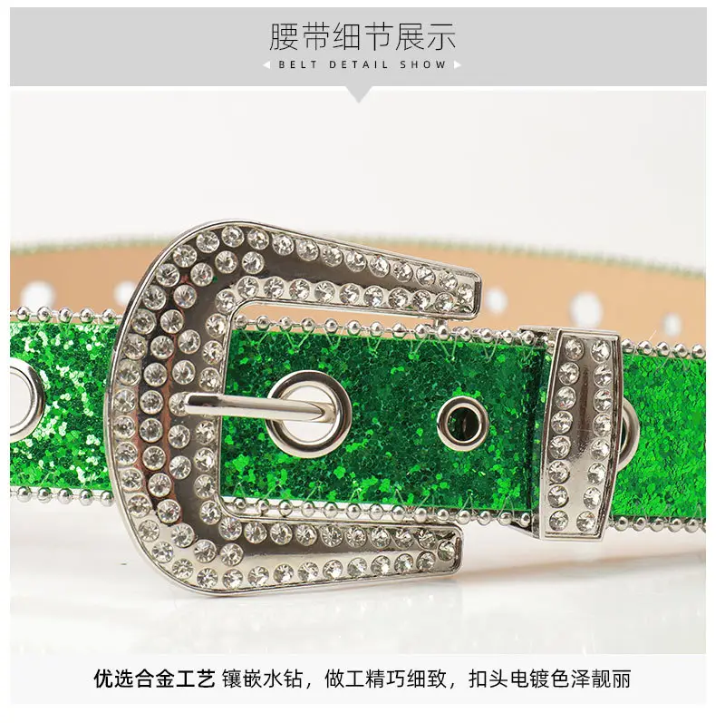 Pink Rhinestone Belt for Women European American Punk Style — feature 6