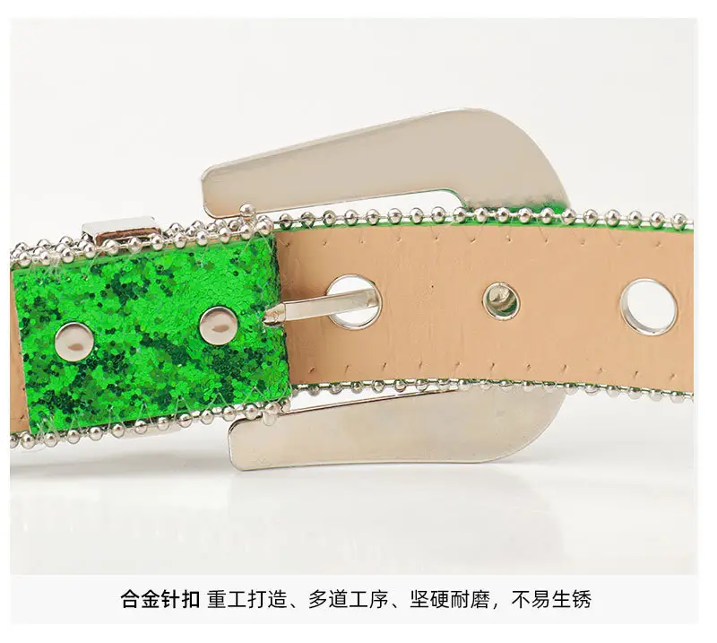 Pink Rhinestone Belt for Women European American Punk Style — feature 7