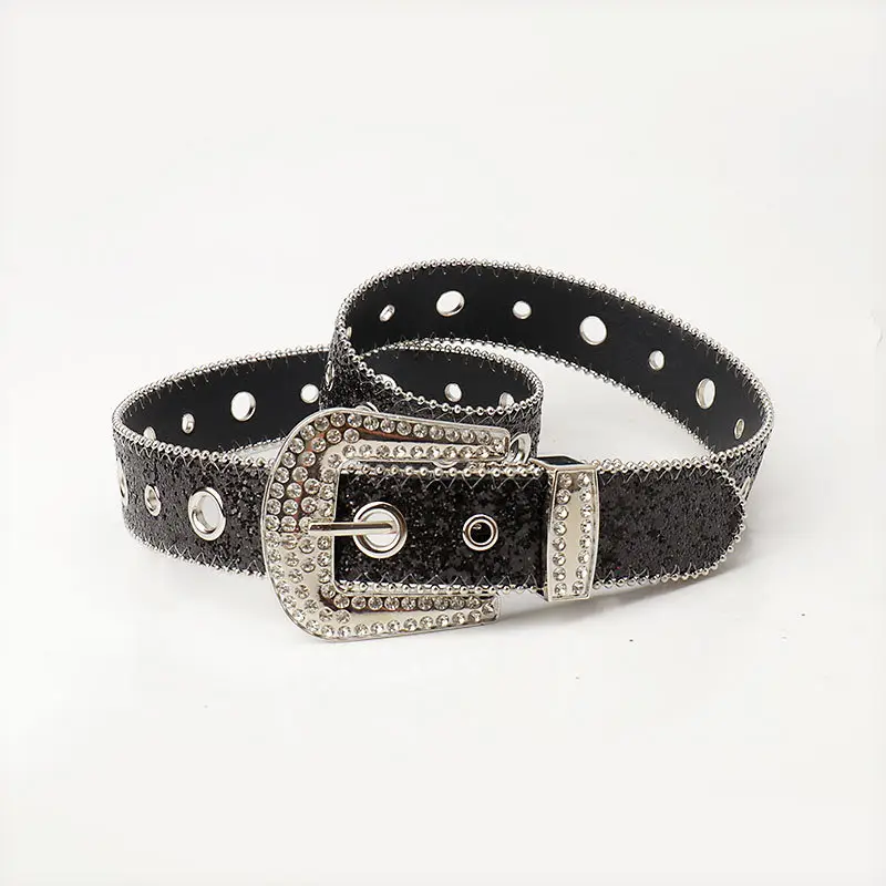 Pink Rhinestone Belt for Women European American Punk Style