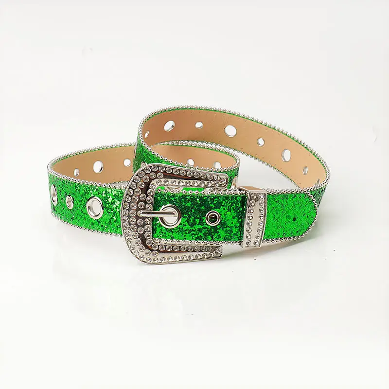 Pink Rhinestone Belt for Women European American Punk Style
