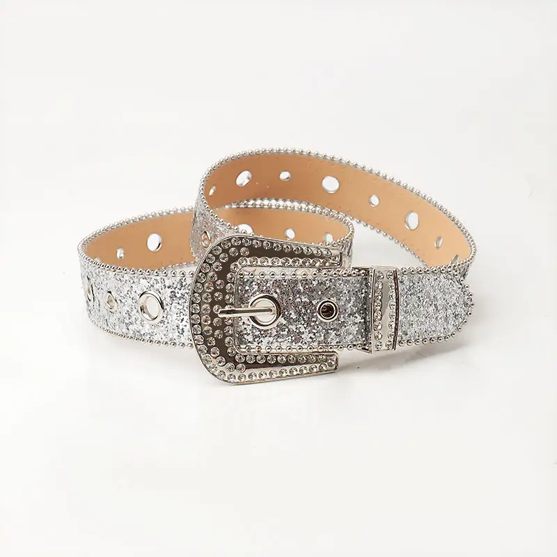 Pink Rhinestone Belt for Women European American Punk Style