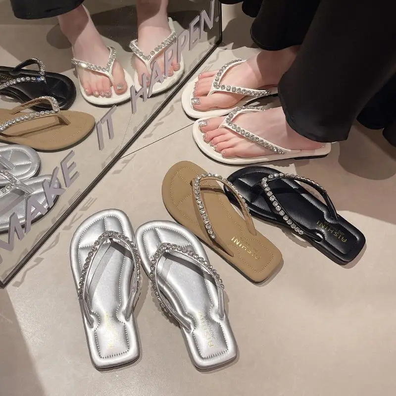 Summer Seaside Beach Flip-Flops Women's Slippers All-match Fairy Slippers Square-toe Shoes Non-slip Flip-flops - Image 6