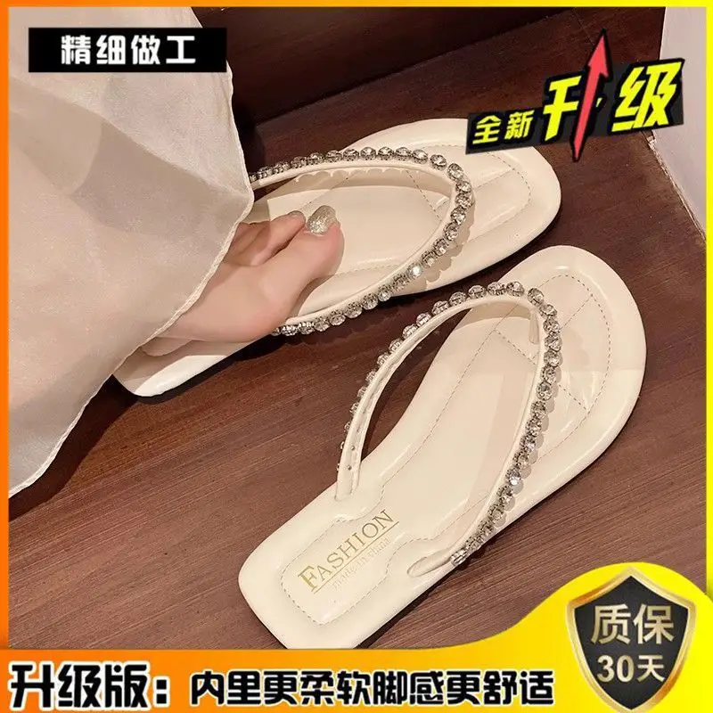 Summer Seaside Beach Flip-Flops Women's Slippers All-match Fairy Slippers Square-toe Shoes Non-slip Flip-flops