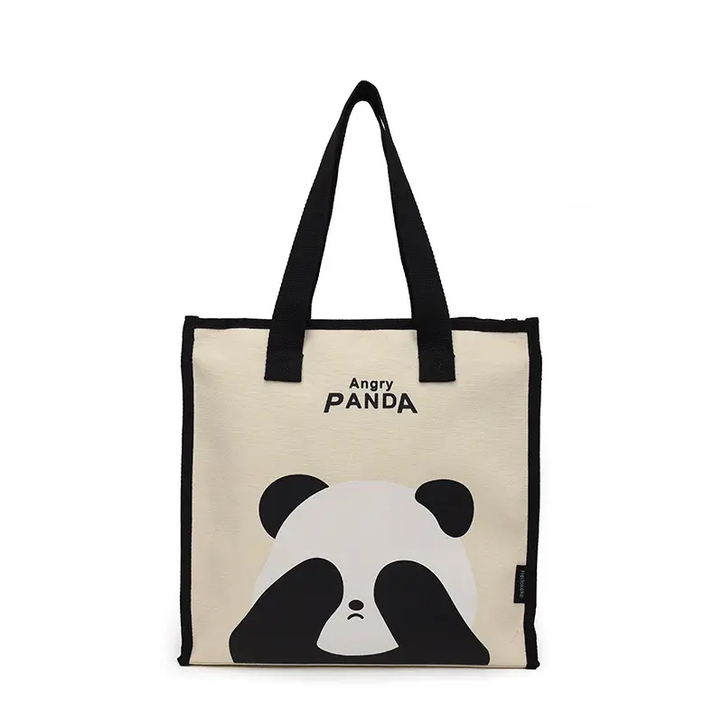 Cute Panda Print Large Capacity Canvas Tote Bag - Image 8