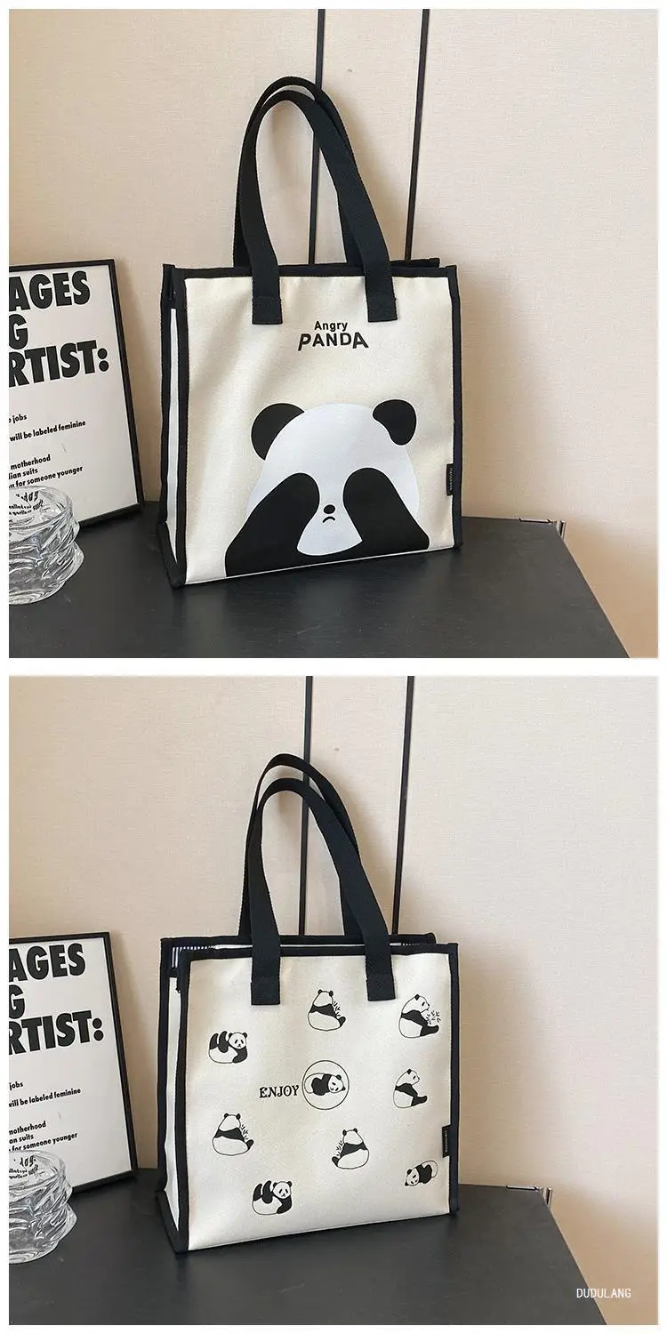 Cute Panda Print Large Capacity Canvas Tote Bag — feature 10