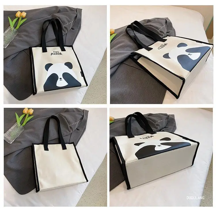 Cute Panda Print Large Capacity Canvas Tote Bag — feature 18