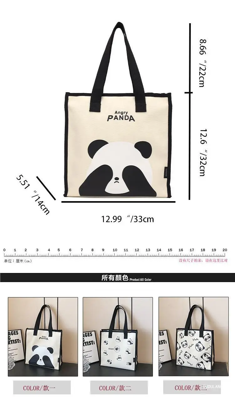Cute Panda Print Large Capacity Canvas Tote Bag — feature 2