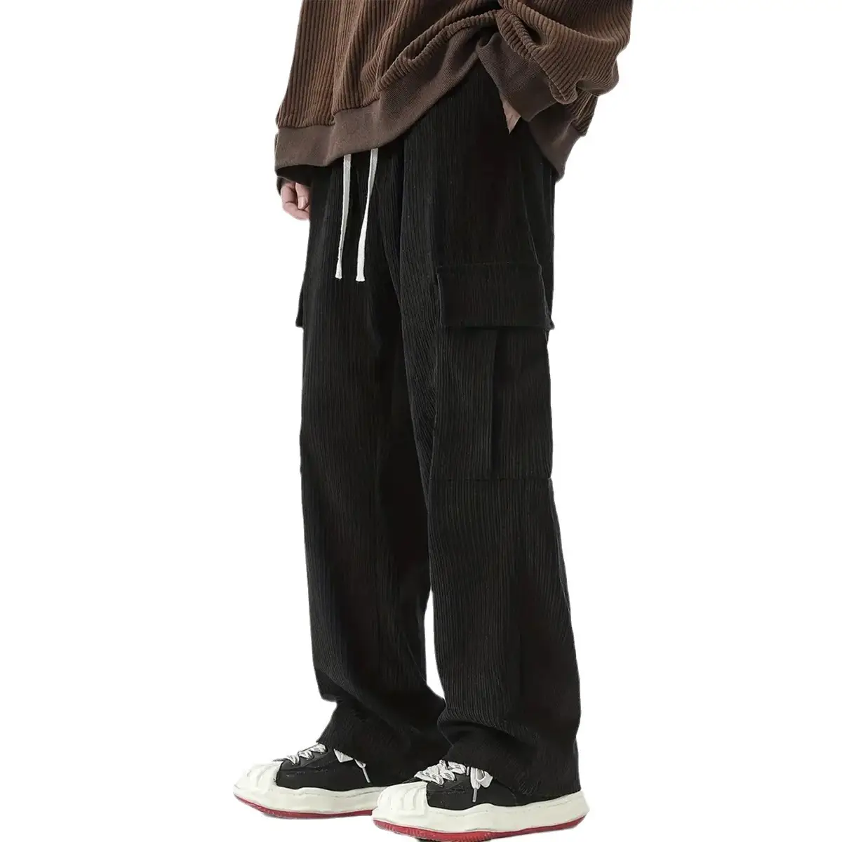 Men's Brown Corduroy Wide Leg Pants Casual Workwear - Image 10