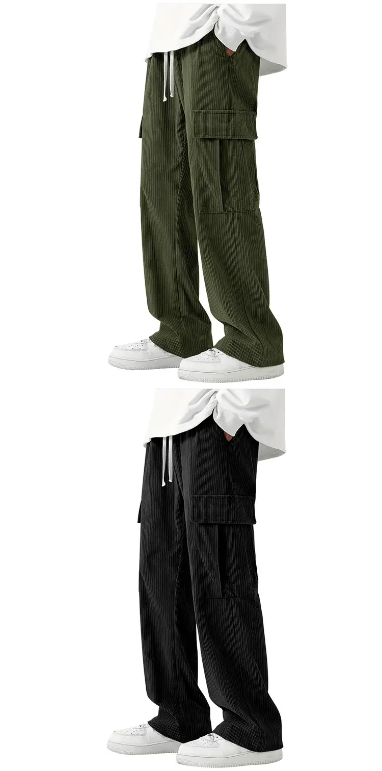 Men's Brown Corduroy Wide Leg Pants Casual Workwear — feature 13