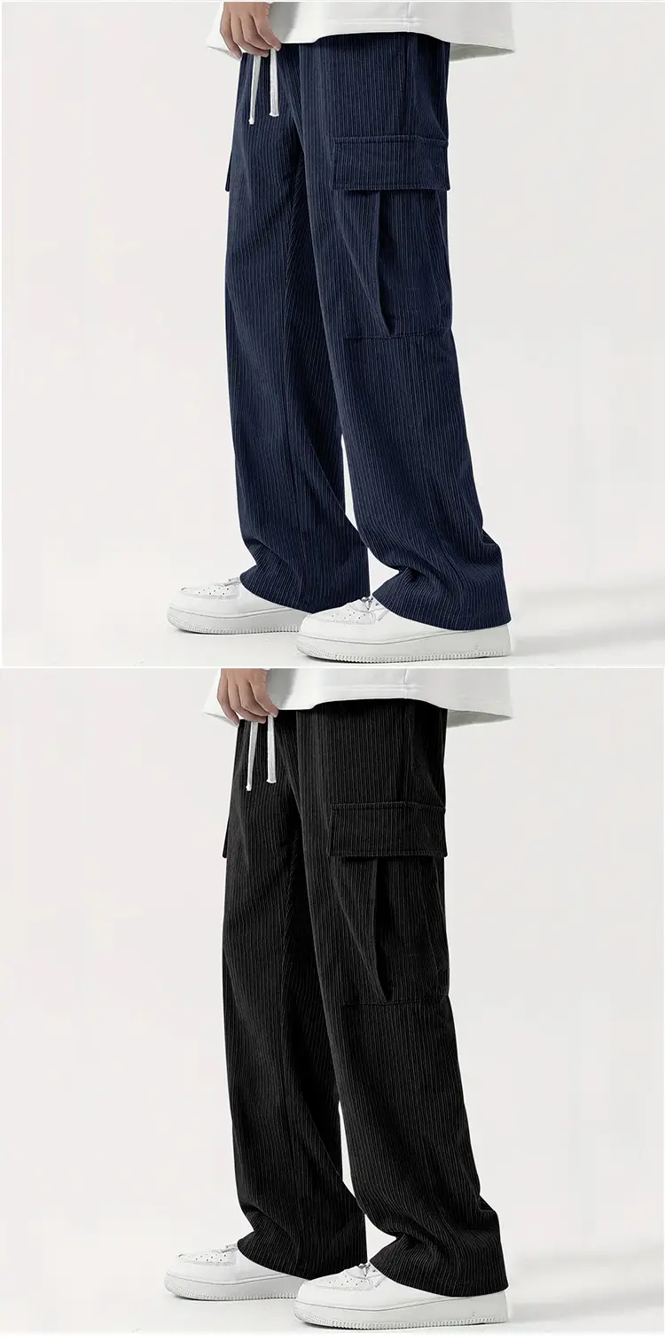 Men's Brown Corduroy Wide Leg Pants Casual Workwear — feature 9