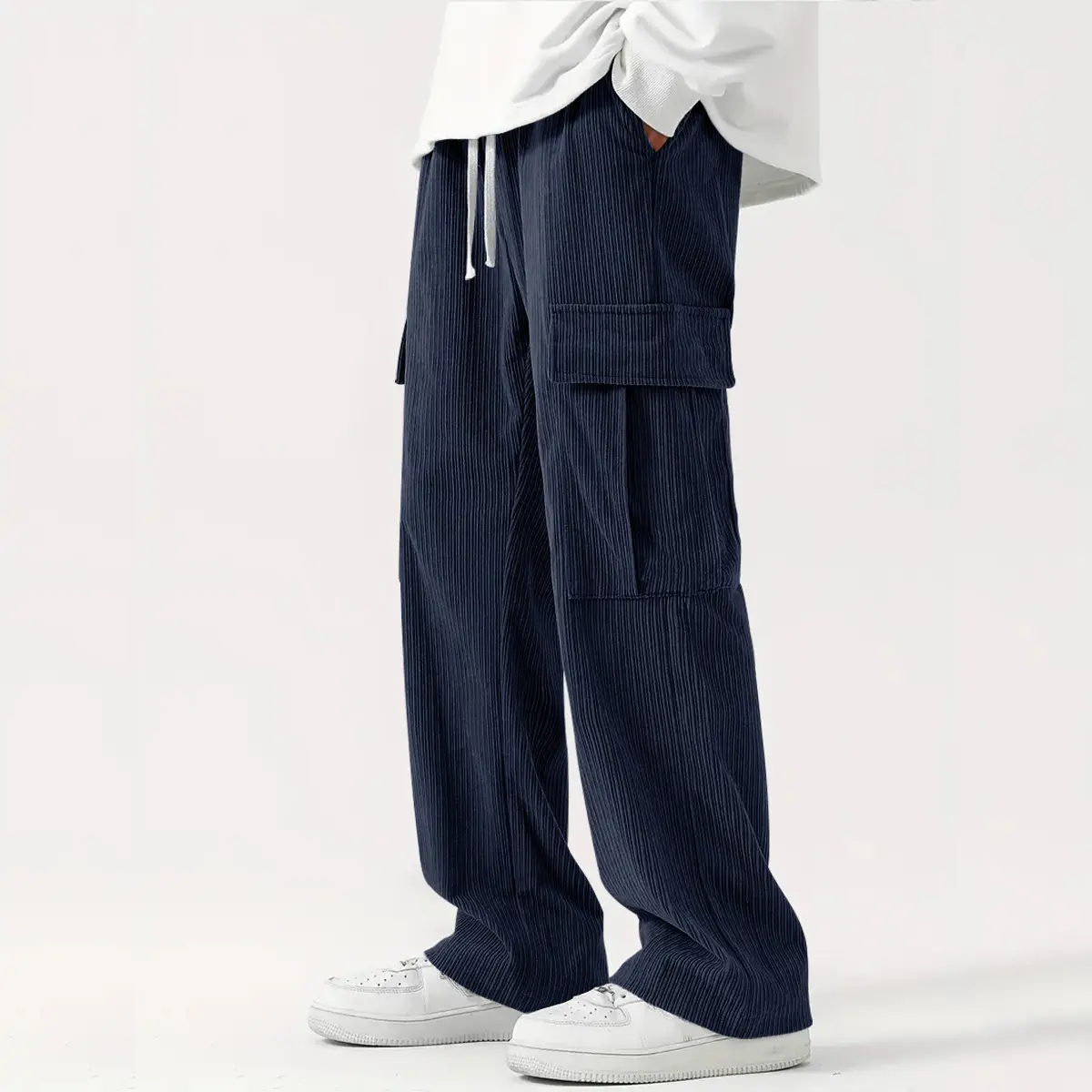 Men's Brown Corduroy Wide Leg Pants Casual Workwear - Image 4