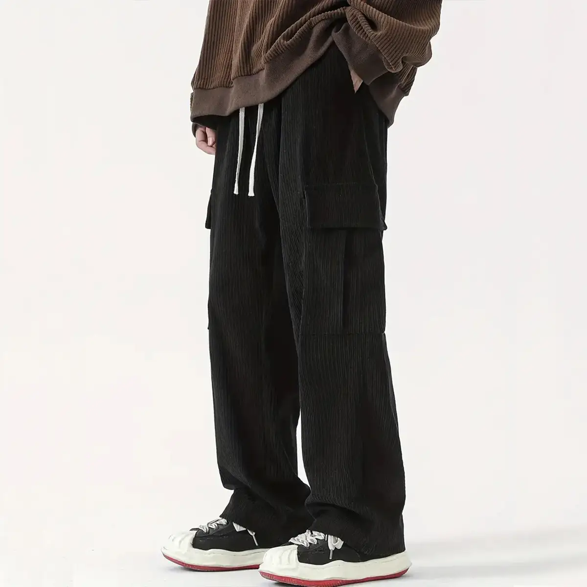 Men's Brown Corduroy Wide Leg Pants Casual Workwear - Image 5