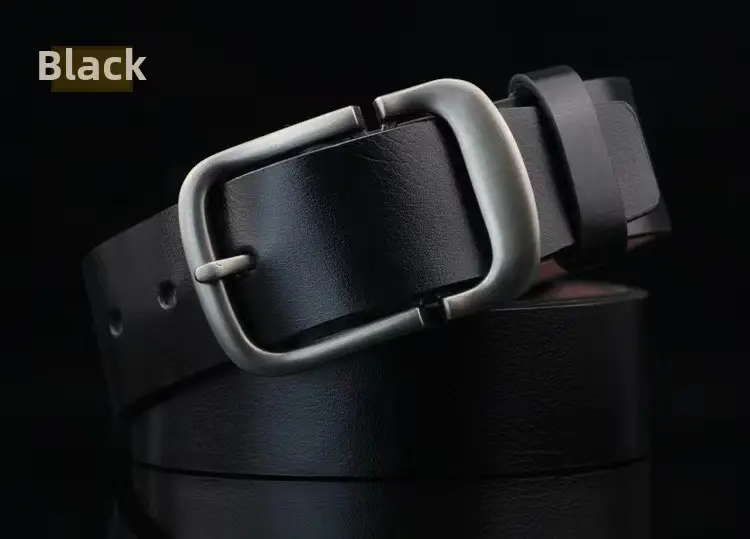 Men's Black Ultra-Fiber Belt with Antique Pin Buckle