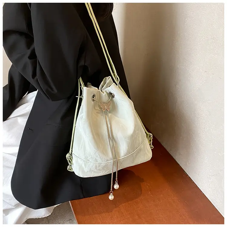 Women's Drawstring Backpack Bag Beige 2024 — feature 18