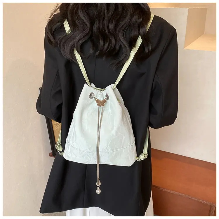 Women's Drawstring Backpack Bag Beige 2024 — feature 21