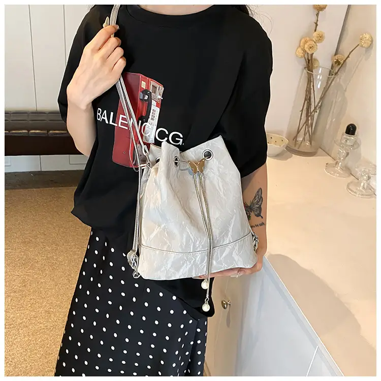 Women's Drawstring Backpack Bag Beige 2024 — feature 25