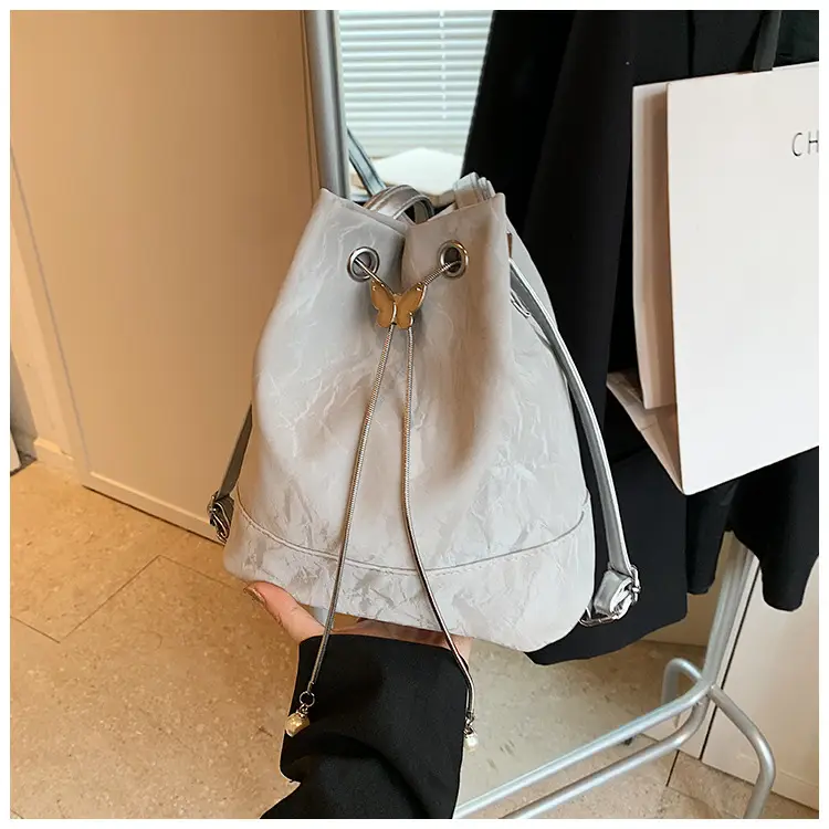 Women's Drawstring Backpack Bag Beige 2024 — feature 28