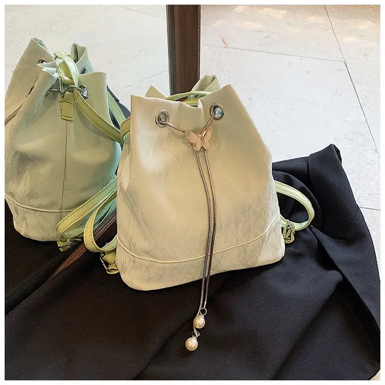 Women's Drawstring Backpack Bag Beige 2024 — feature 30