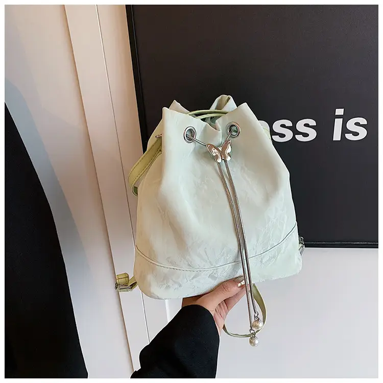 Women's Drawstring Backpack Bag Beige 2024 — feature 31