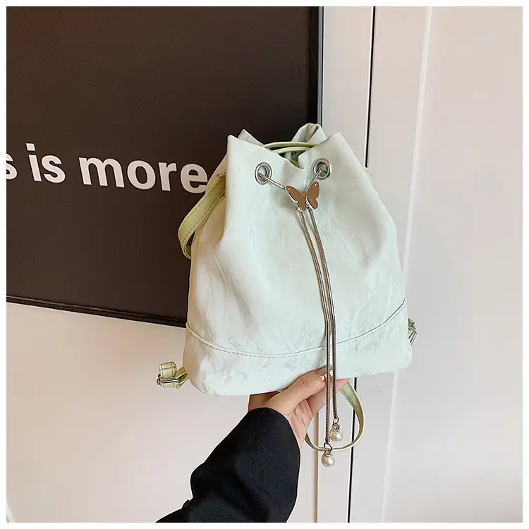 Women's Drawstring Backpack Bag Beige 2024 — feature 32