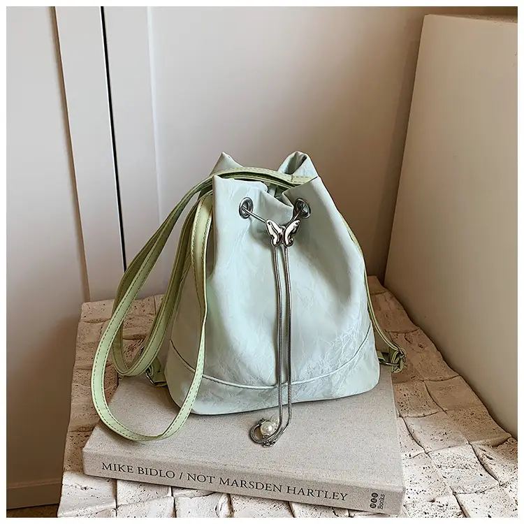 Women's Drawstring Backpack Bag Beige 2024 — feature 33