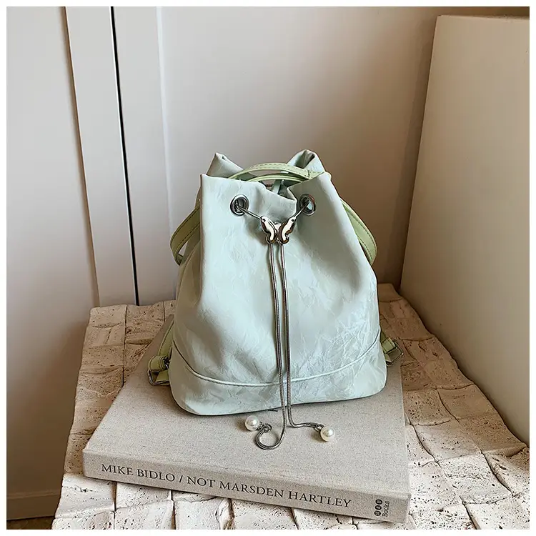 Women's Drawstring Backpack Bag Beige 2024 — feature 34