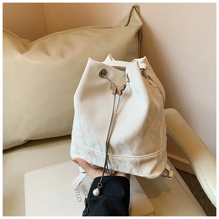 Women's Drawstring Backpack Bag Beige 2024 — feature 35