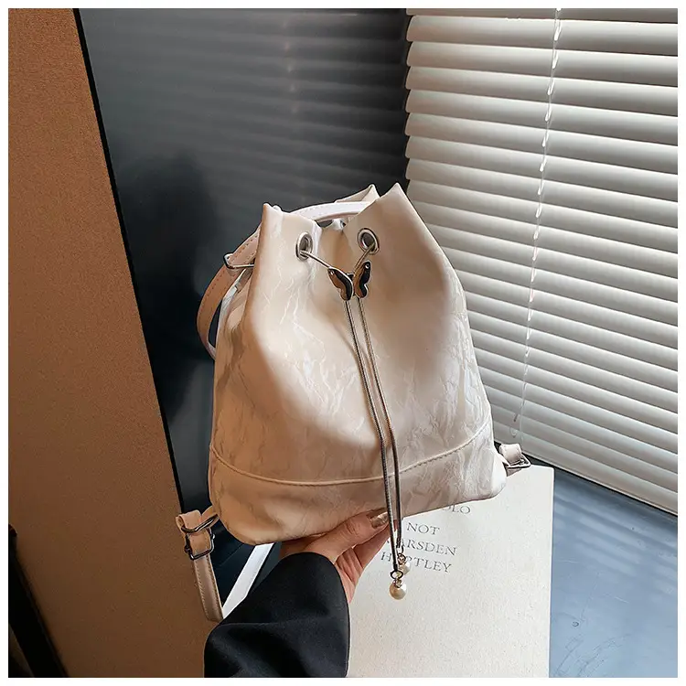 Women's Drawstring Backpack Bag Beige 2024 — feature 36