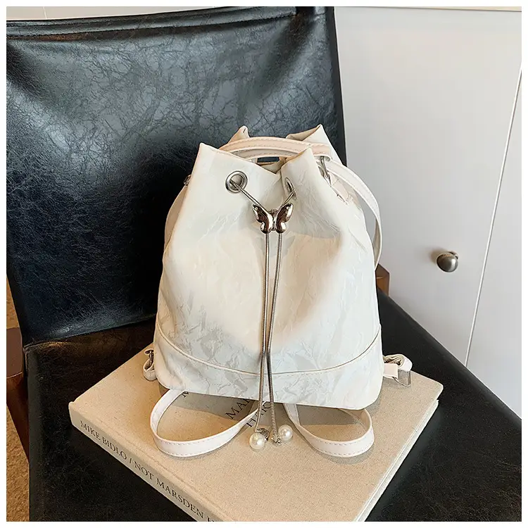 Women's Drawstring Backpack Bag Beige 2024 — feature 37