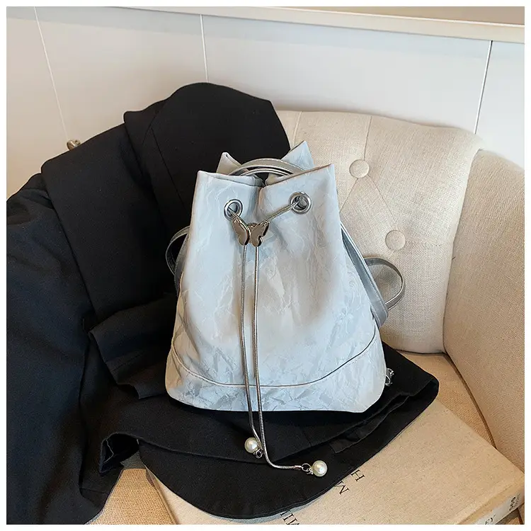 Women's Drawstring Backpack Bag Beige 2024 — feature 40