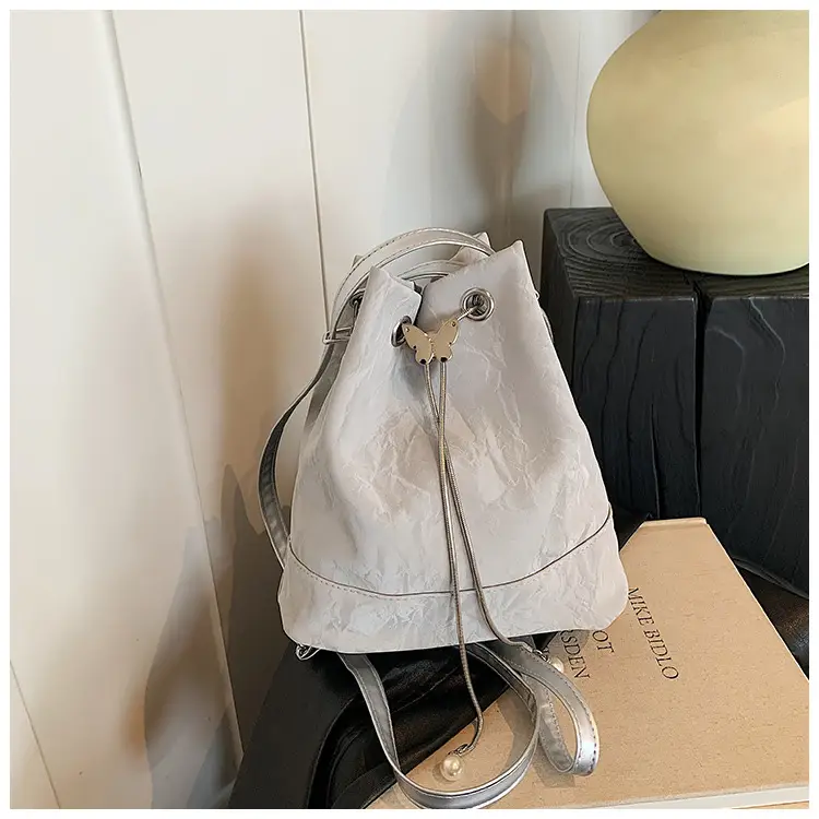 Women's Drawstring Backpack Bag Beige 2024 — feature 42