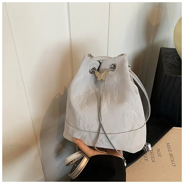 Women's Drawstring Backpack Bag Beige 2024 — feature 43