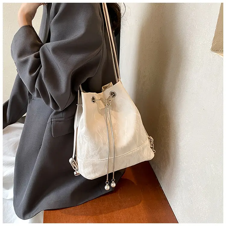 Women's Drawstring Backpack Bag Beige 2024 — feature 9