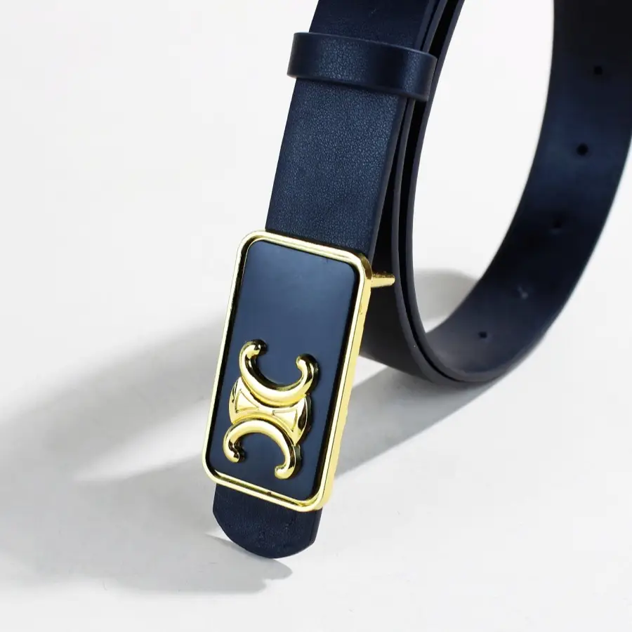 Women's Black Letter C Buckle Belt Beige Leather — feature 5