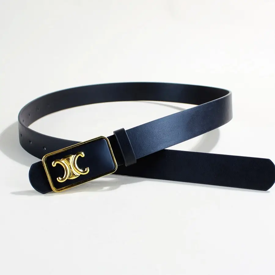 Women's Black Letter C Buckle Belt Beige Leather — feature 8