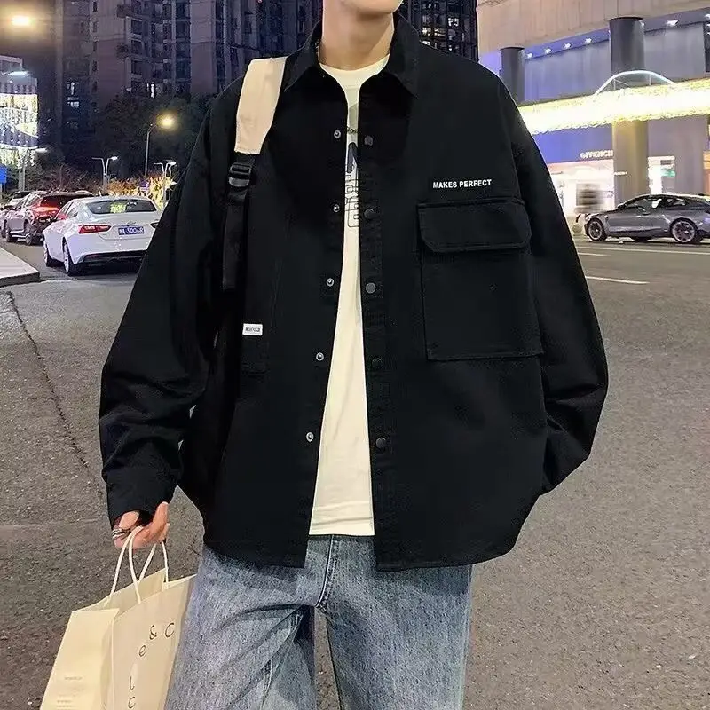 Men's Black Button Down Cardigan Jacket Spring Wear - Image 7