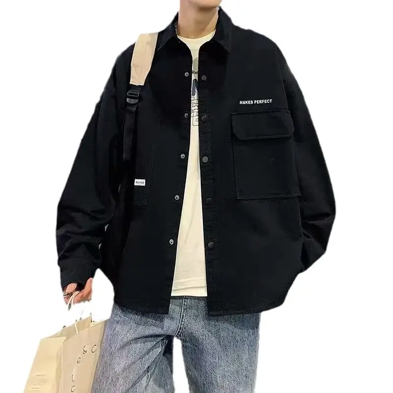 Men's Black Button Down Cardigan Jacket Spring Wear - Image 9