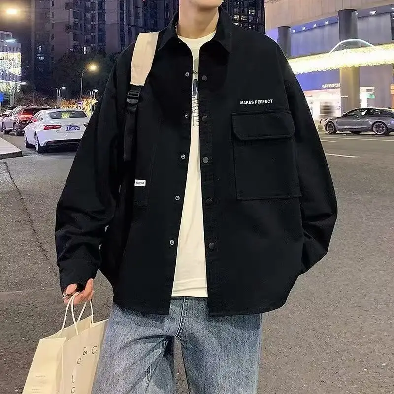 Men's Black Button Down Cardigan Jacket Spring Wear — feature 12