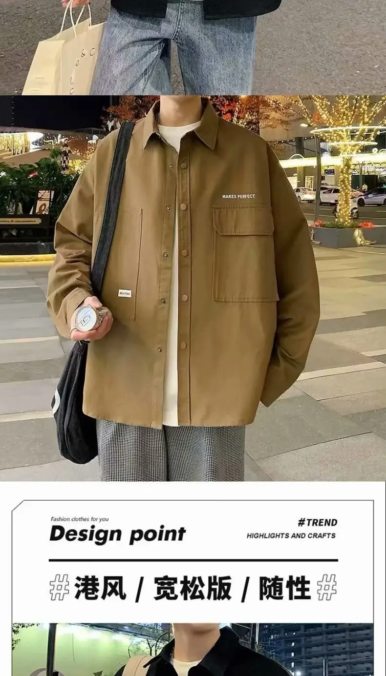 Men's Black Button Down Cardigan Jacket Spring Wear — feature 6