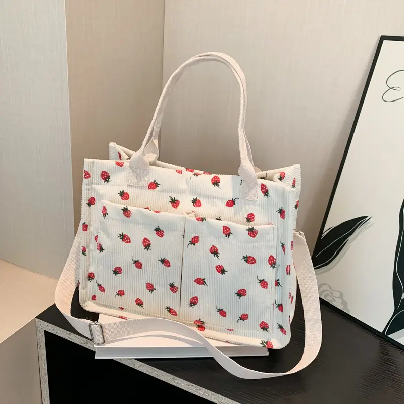 Large Capacity Beautiful Simple 2024 Spring New Arrival Portable Tote Bag Fashionable College Style Casual Personalized Shoulder Bag