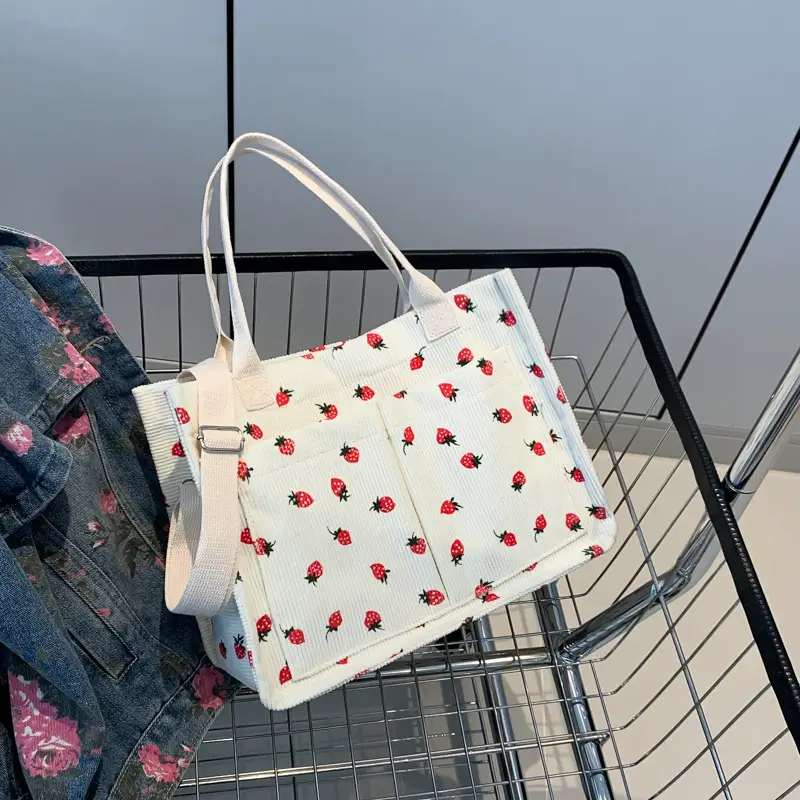 Large Capacity Beautiful Simple 2024 Spring New Arrival Portable Tote Bag Fashionable College Style Casual Personalized Shoulder Bag